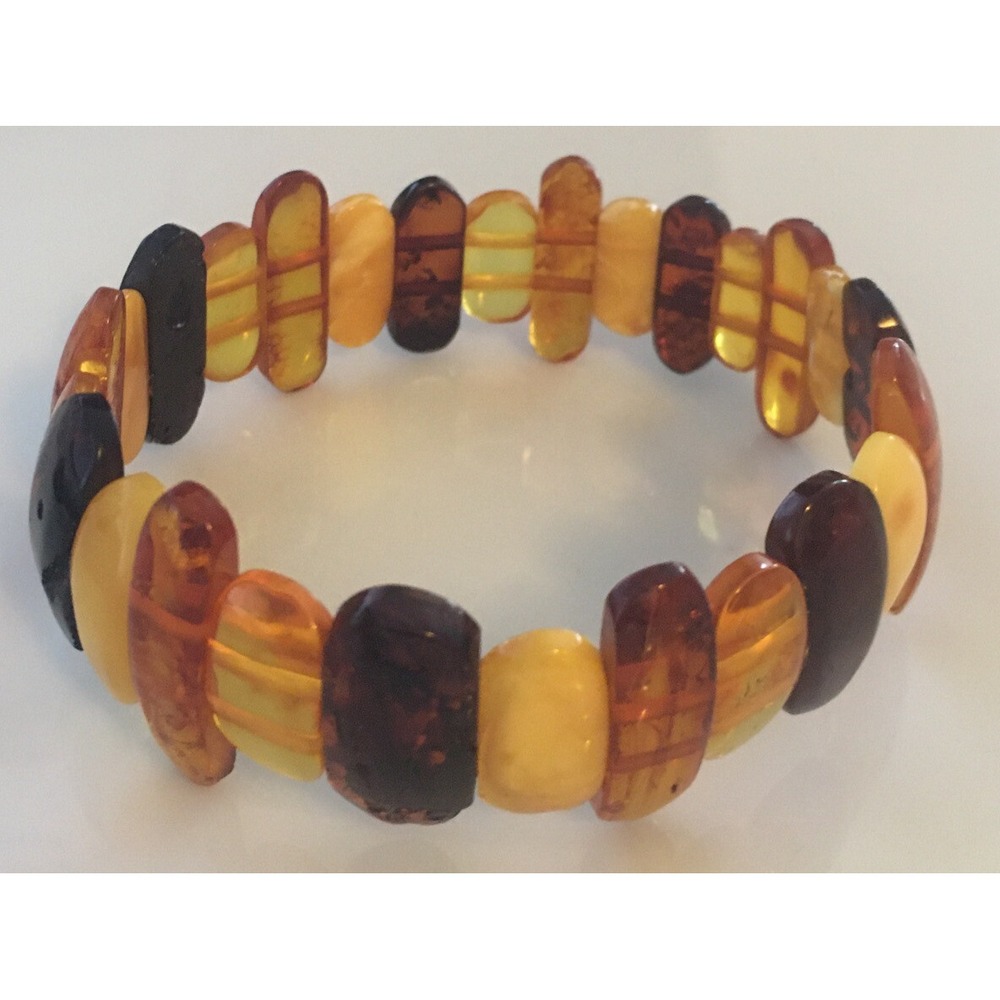 Vintage Amber Lucite Panels Stretch Bracelet lovely